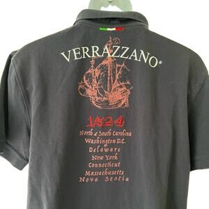 Castello Di Verrazzano Short Sleeve Navy Blue Polo Shirt size L Italy Explorer